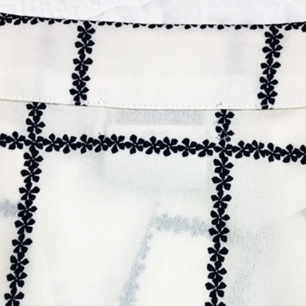 Van Heusen Women's Short Sleeve Plaid Blouse, Ivory, Medium - Picture 5 of 9